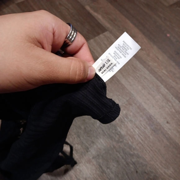 Aerie  Black Bralette with Lace Detail Top Size L - Picture 4 of 4